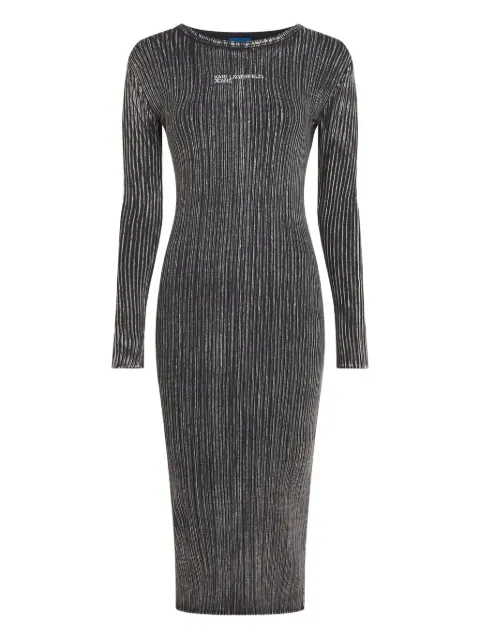 Karl Lagerfeld Jeans ribbed long-sleeves midi dress Black B1W130551BJ