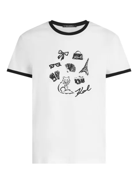 Karl Lagerfeld graphic-print charms ringer T-shirt White B1W17027100