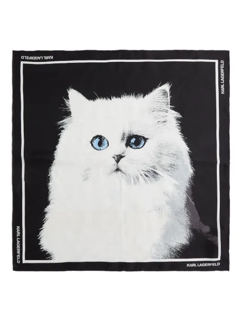 Karl Lagerfeld Ikon Choupette silk scarf Black B1W33034999