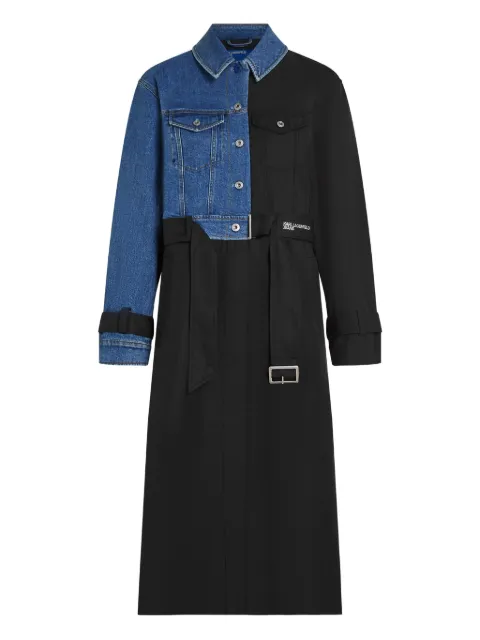 Karl Lagerfeld Jeans denim-panelled belted trench coat Blue B1W150281GK