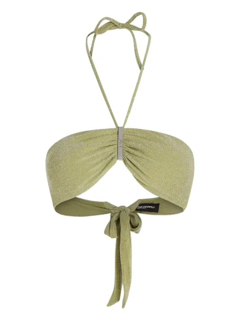 Karl Lagerfeld logo-plaque bikini top Green B1W460141SS