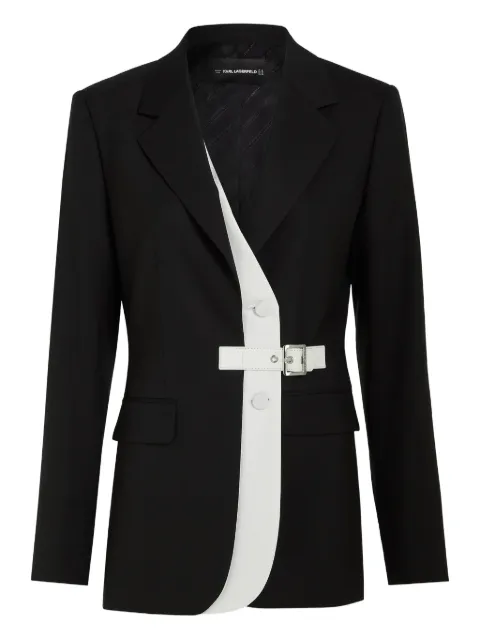 Karl Lagerfeld belted contrast lapel blazer Black B1W14006998