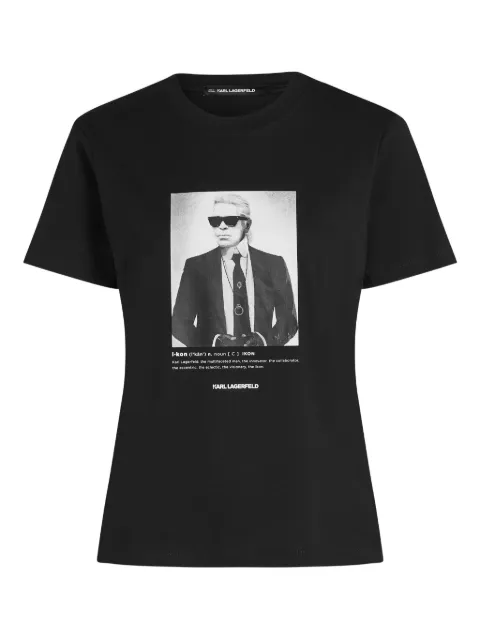 Karl Lagerfeld portrait-print T-shirt Black B1W17019999