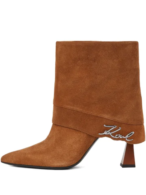 Karl Lagerfeld debutante fold-over ankle boots Brown KL32046A157
