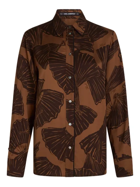 Karl Lagerfeld long-sleeves fan-print shirt Brown B1W110091HW