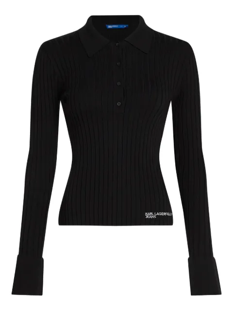 Karl Lagerfeld Jeans ribbed knitted polo shirt Black B1W18026999