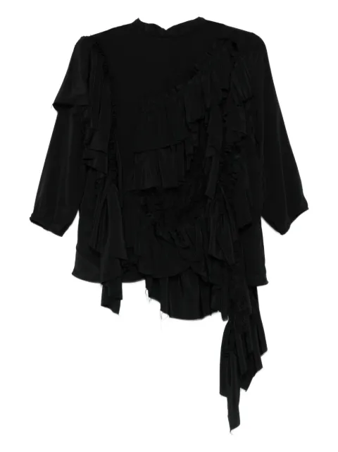 ALAINPAUL ruffled asymmetric top Black S4WTO08