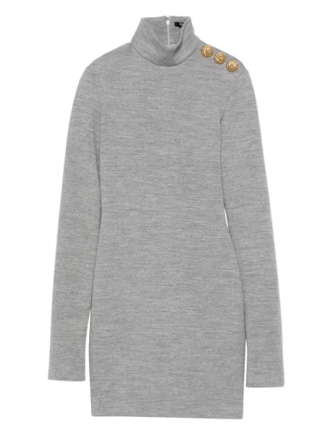Balmain high-neck button-detail dress Grey FF0R8895JL17
