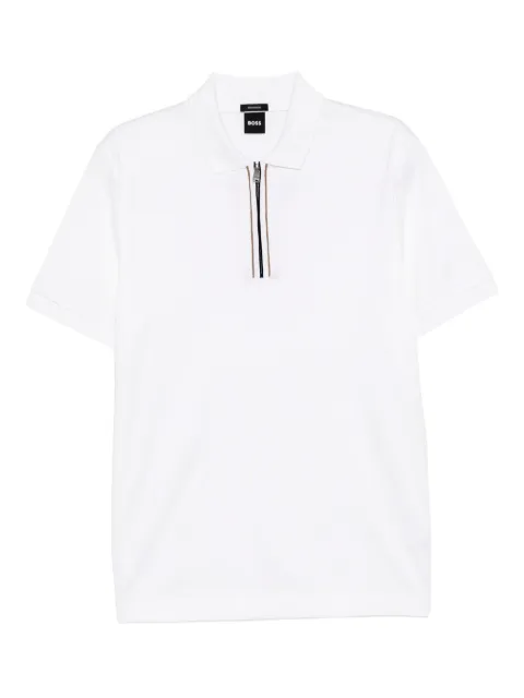 BOSS zip-up polo shirt White 50543880