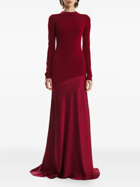 2310 STUDIO long-sleeve flared maxi dress Red FF17