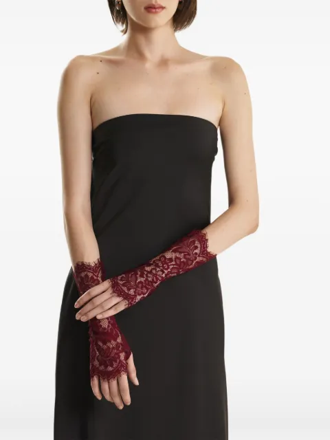 2310 STUDIO floral-trimmed gloves Red FF52