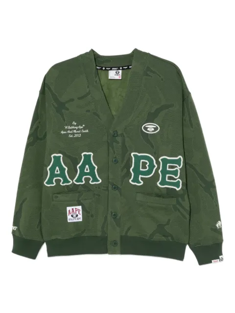 AAPE BY *A BATHING APE® Moonface logo-patch cardigan Green ASWC393XBP