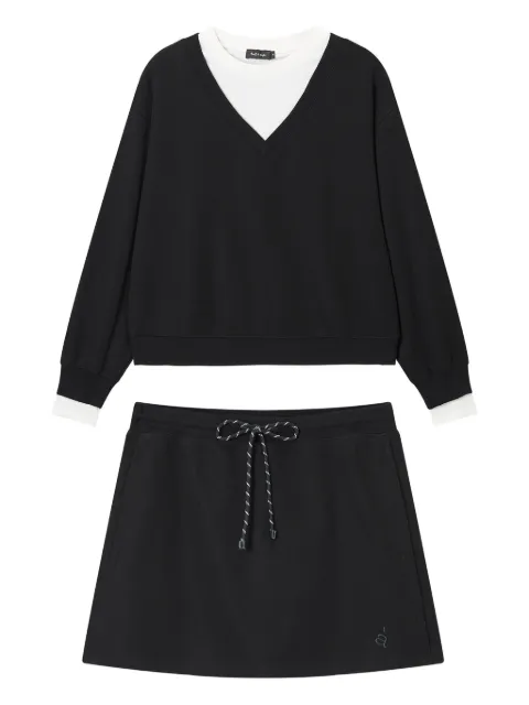 tout a coup contrast-trim skirt set Black S503AF5