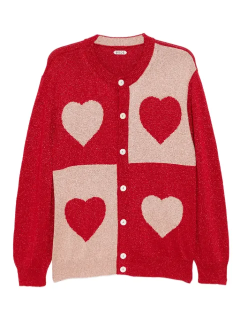 BODE lame-hearts cardigan Red MRF25KT013SS26