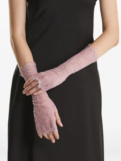 2310 STUDIO floral-trimmed gloves Pink FF55