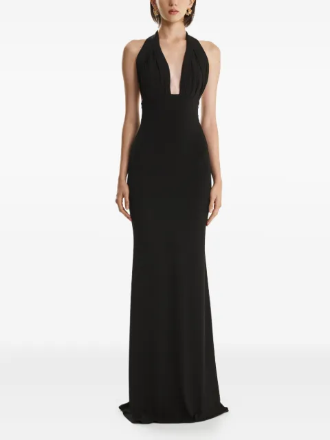 2310 STUDIO halter-neck pleated maxi dress Black FF39