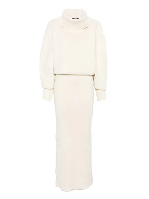 Jacquemus roll-neck ribbed dress White DRW00708AK00278