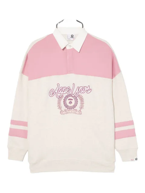 A BATHING APE® embroidered-logo cotton polo top Neutrals ASWD328XXP