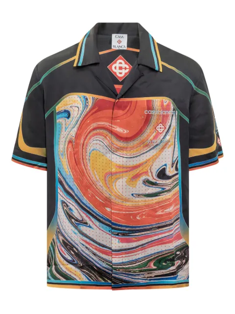 Casablanca graphic-print silk shirt Black MAW25SH00302