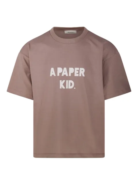 A Paper Kid text-print T-shirt Brown F5PKUATH227