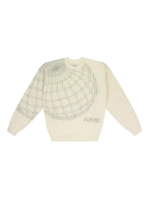 Aimé Leon Dore geo-print crewneck sweater Neutrals NB23KS000PRISTINE