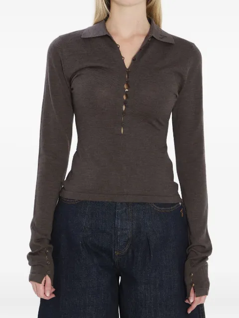 Jacquemus polo-collar buttoned top Brown POW00806AK00145