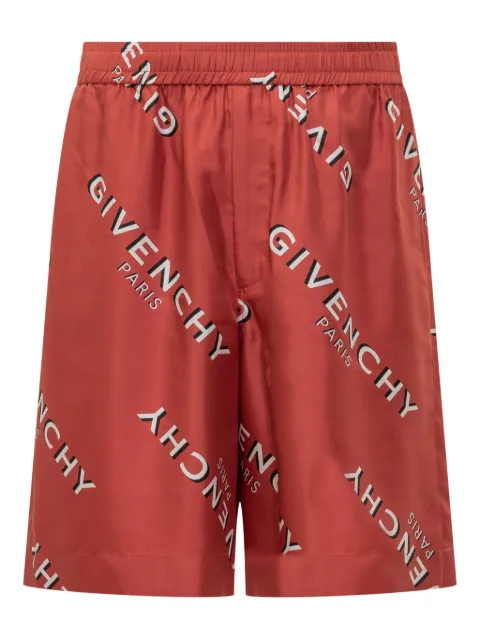 Givenchy logo-print silk shorts Red BM51MT1673
