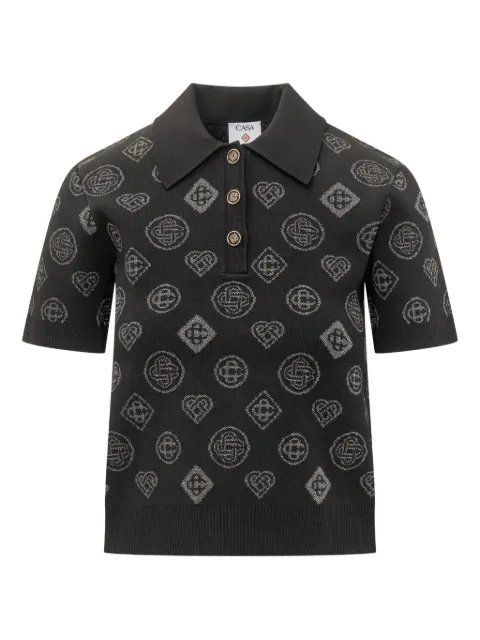 Casablanca jacquard buttoned polo shirt Black AW25KW107701