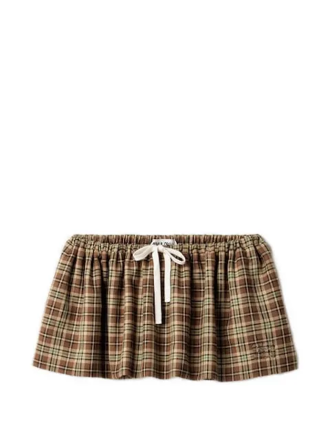 Miu Miu plaid miniskirt Brown MG2523SOOO174R