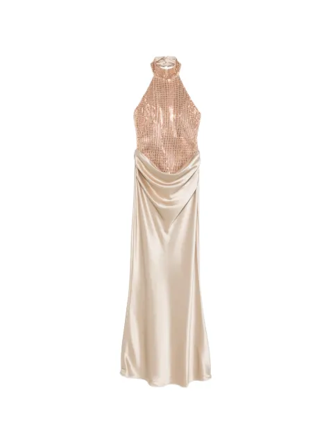 Retrofete Vanya sequin halter maxi dress Neutrals RR261231117