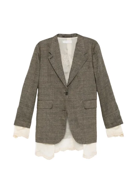 OUR LEGACY Drip lace-trim oversized blazer Green W2260DDH