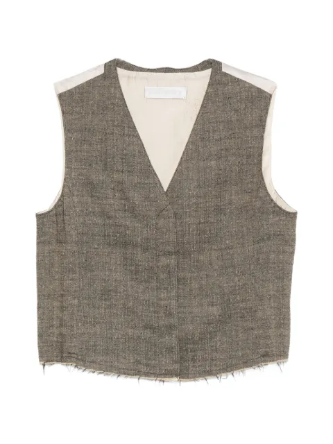 OUR LEGACY raw-hem V-neck waistcoat Green W2260BDH