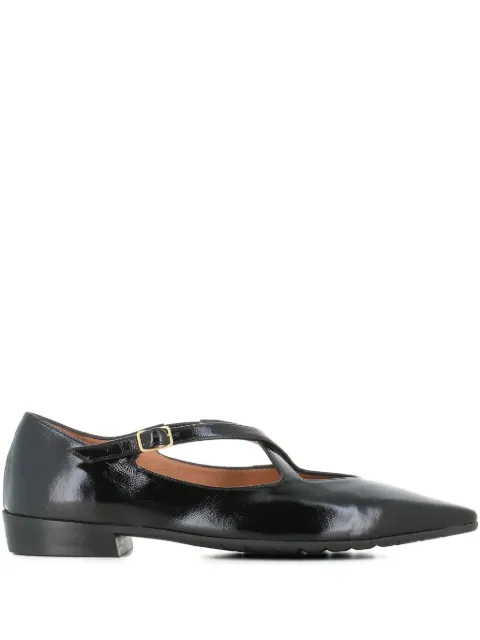 Tassinari buckle-fastening pointed-toe flat pumps Black V423