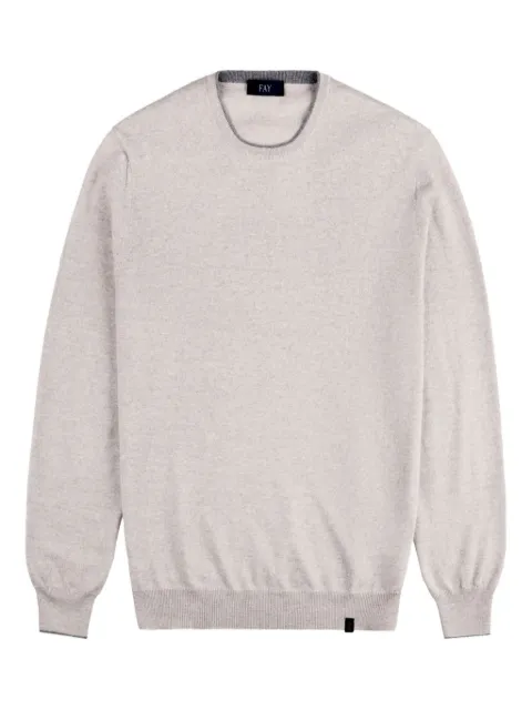 Fay elbow-patch crew-neck sweater Neutrals NMMC1512230WJF