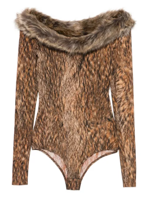 MM6 Maison Margiela animal-print bodysuit Brown S52NA0073M20112