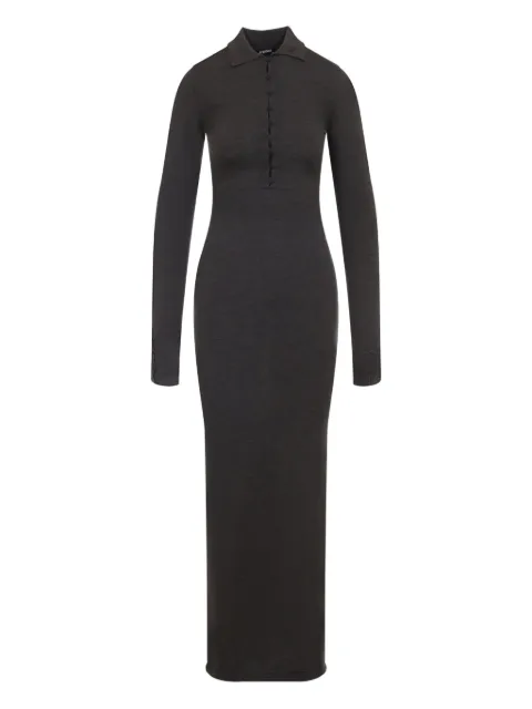 Jacquemus polo-neck button-front maxi dress Brown DRW00688AK00145