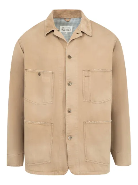 Maison Margiela herringbone-weave shirt jacket Neutrals S50AM0646M30024