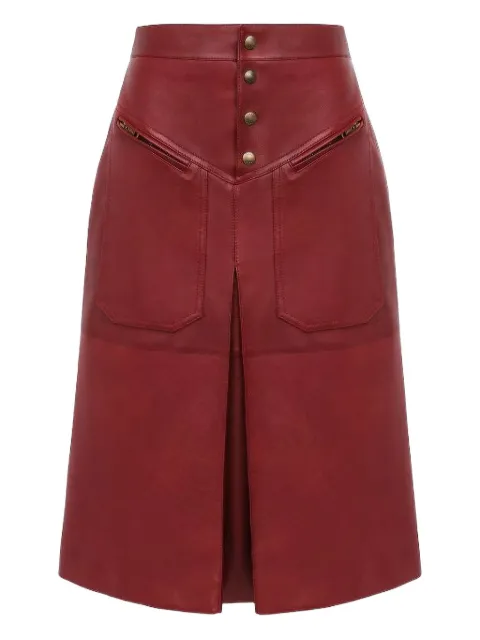 Chloé pocketed leather midi straight skirt Red CH25ACJ11204