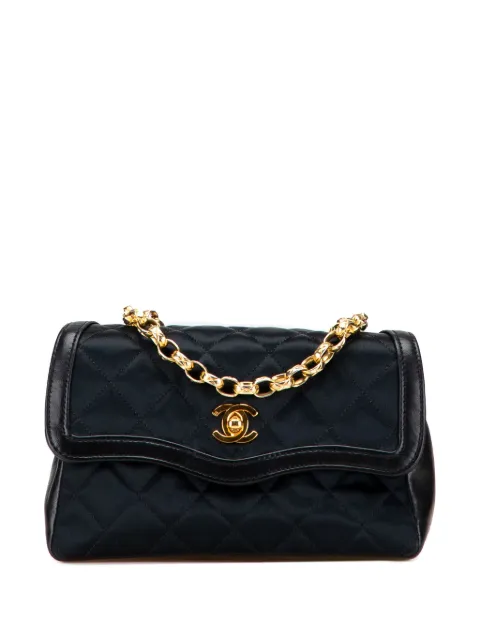CHANEL Pre-Owned 1989-1991 CC Quilted Satin Bijoux Chain Single Flap crossbody bag Black 65KFAUUYAIVENL63