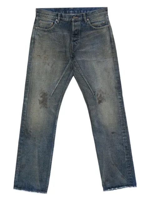 Rick Owens DRKSHDW distressed frayed straight-leg jeans Blue DL02E2399HVWJP