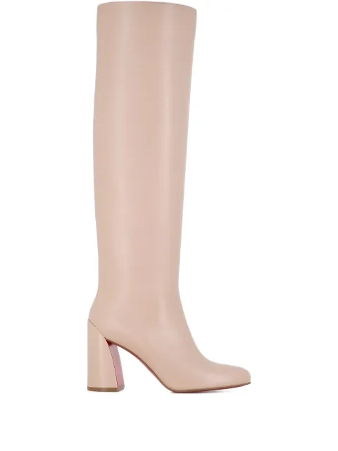 Christian Louboutin leather block-heel knee-high boots Neutrals JANITA8PEAR