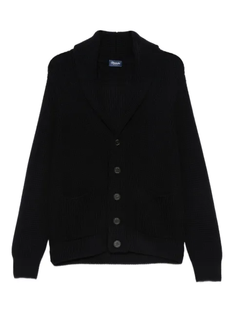 Drumohr ribbed-knit shawl-collar cardigan Blue D5M419PNL