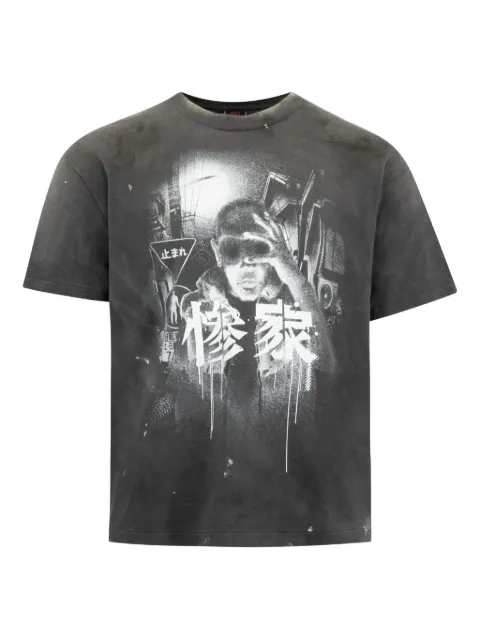 SAINT MXXXXXX graphic-print washed T-shirt Black SMHR10000C25