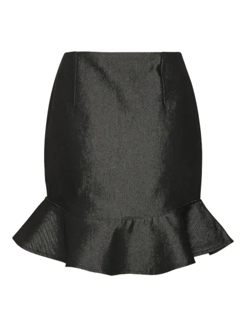 ROTATE BIRGER CHRISTENSEN ruffle-denim mini skirt Black 114960100