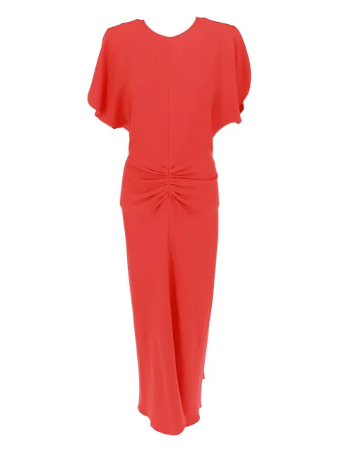 Victoria Beckham Bela gathered-waist midi dress Red 1325WDR005227C