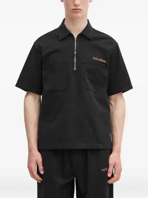 Aries logo-embroidered polo shirt Black NP4011403