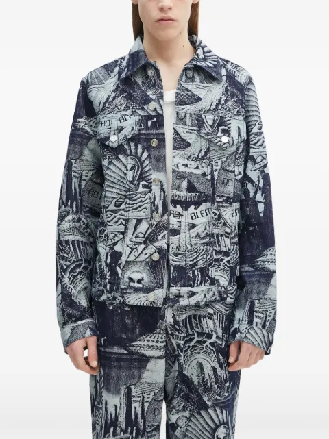Aries graphic-pattern shirt jacket Blue NP7000003
