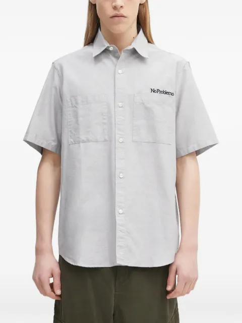 Aries logo-embroidered shirt Grey NP4010303