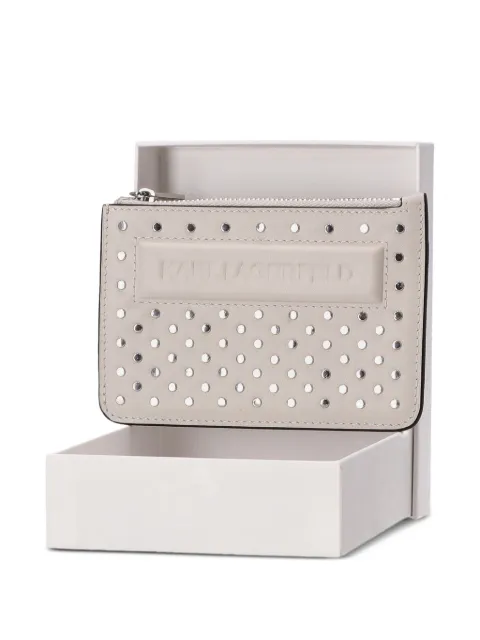 Karl Lagerfeld stud-embellished zipped wallet Neutrals A4W320282EN