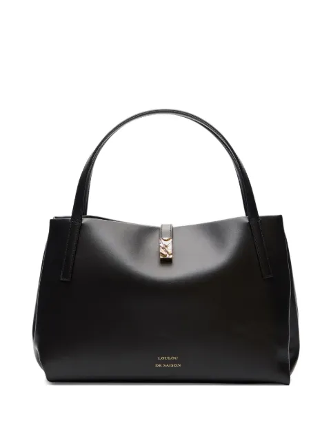 Loulou clasp-detail leather shoulder bag Black CARYBLACK